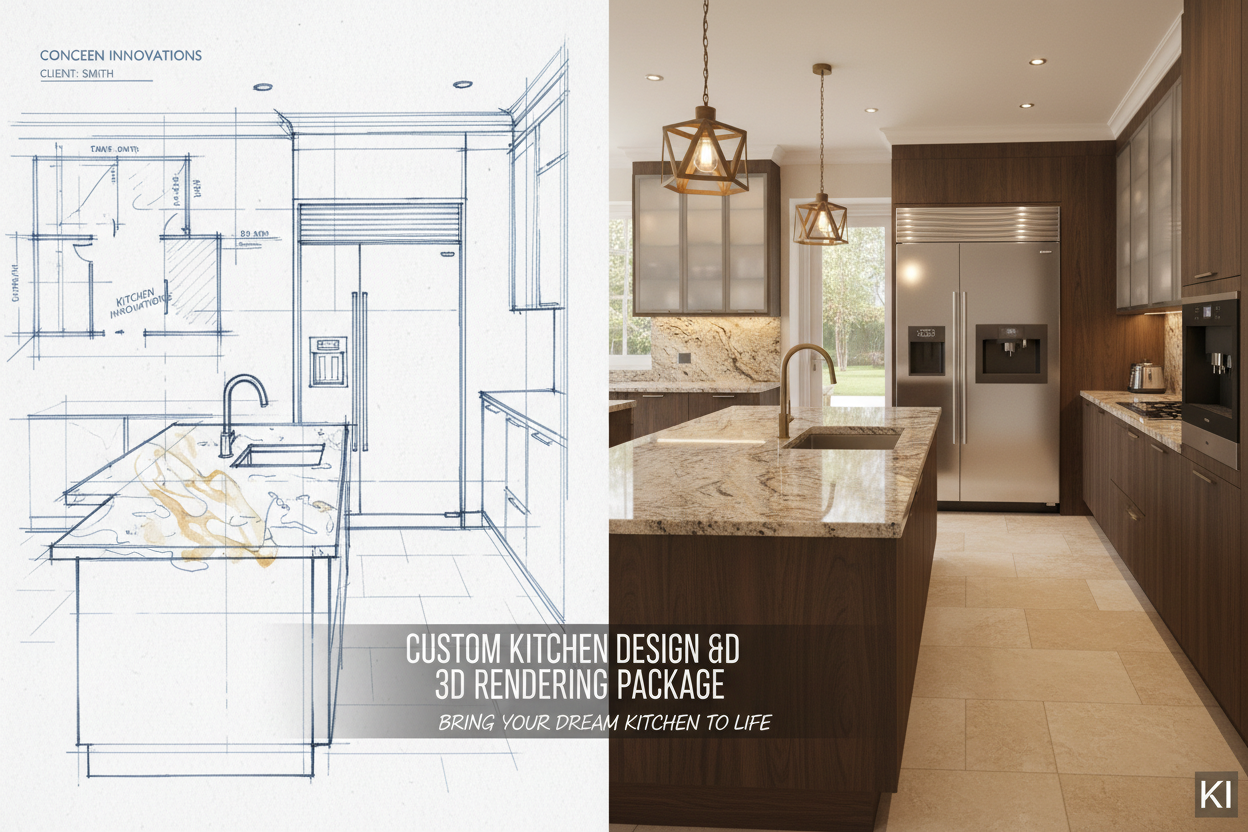 Custom Kitchen Design and 3D Rendering Package